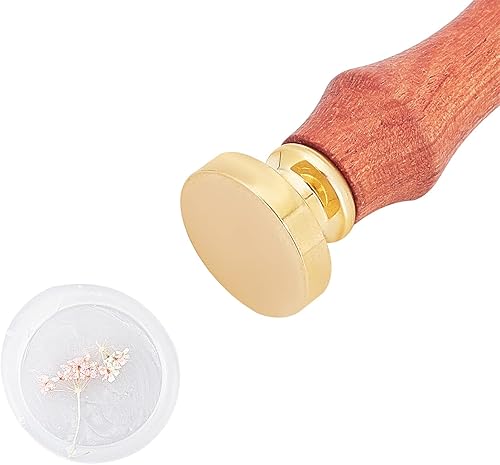 CRASPIRE Sello de cera de sellado de 0.866 pulgadas, cabeza de sello de cera en blanco, cabeza de sello de latón extraíble, mango de madera de pera