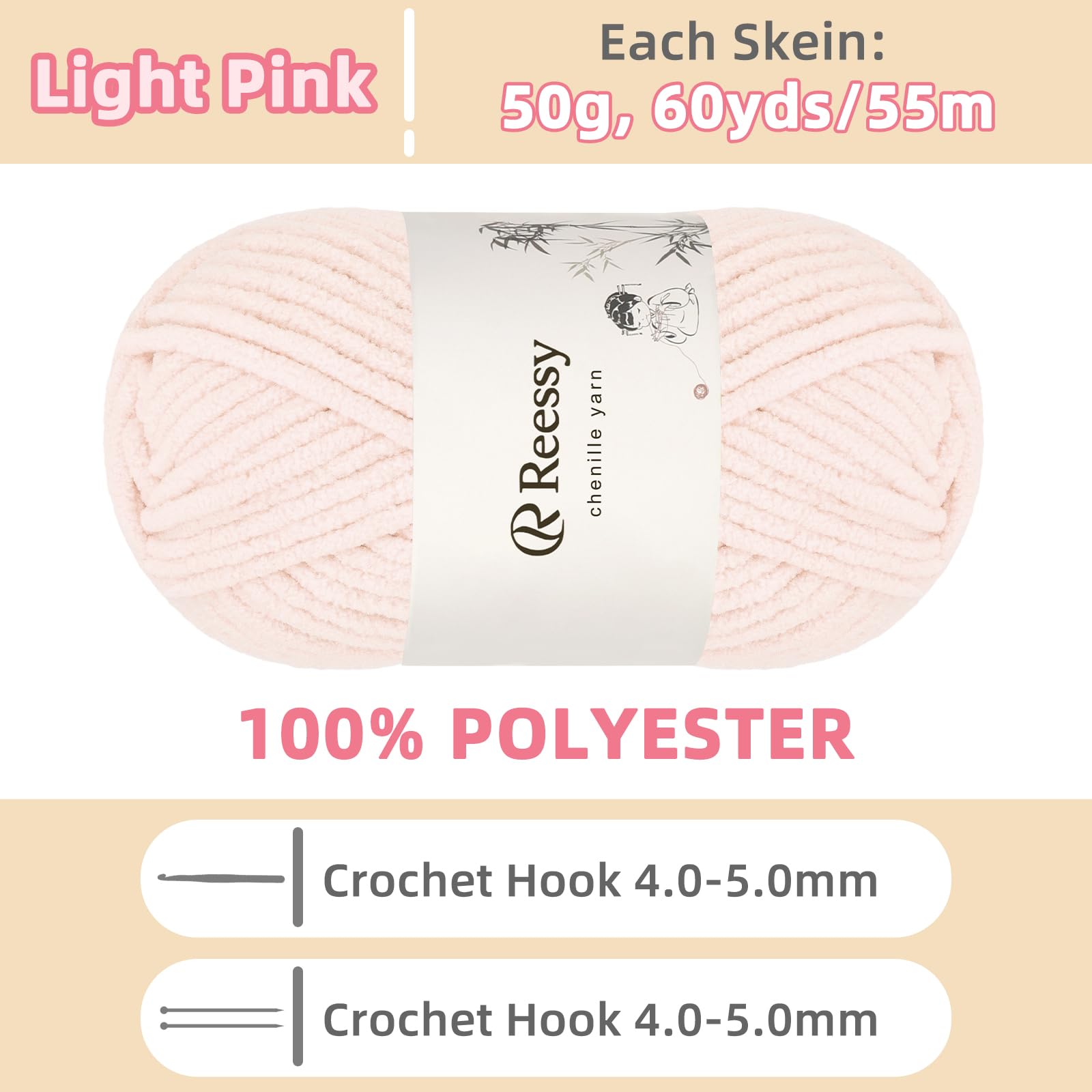 Reessy Chenille Yarn, Soft Chunky Yarn for Crochet 4 ×50g Thick Wool Fluffy Wool Perfect for Crochet Baby Blankets Jumpers - Image 2