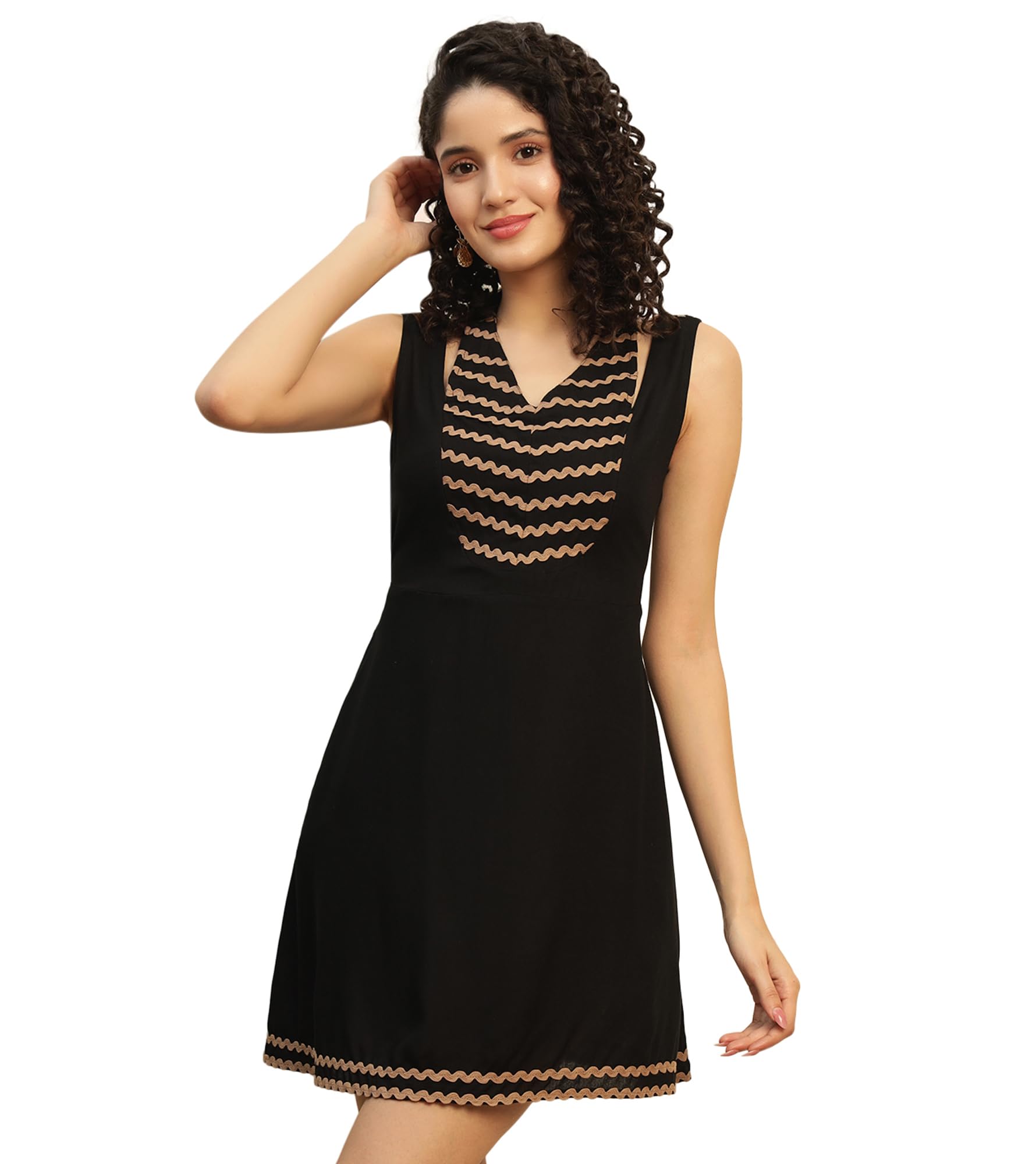 Women's Solid Rayon Fit and Flare Mini Dress for Woman|Beach Festive Fancy|Casual Trending Stylish Short One Piece Dresses Women Western Halter Neck Sleeveless