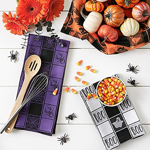 Dii Halloween Collection Embellished Dishtowel Set, 18X28, Woven Check 3 Piece #TOP3