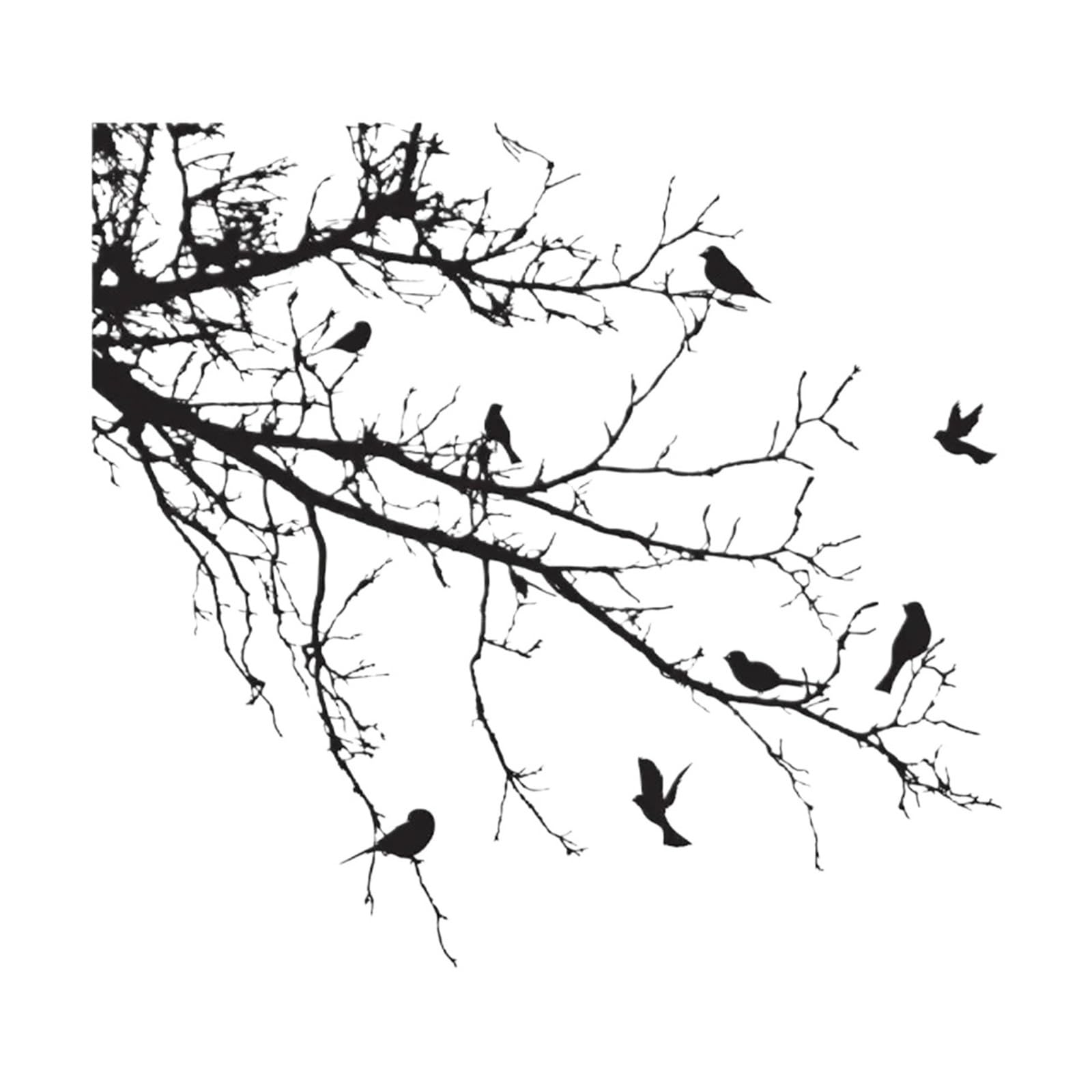 MKYYIOED Bird Wall Art Birds On Tree Branch Wall Decal Home Decoration For Living Room, Bedroom, Decor Sticker Wallpaper(Left,M 61x57cm)
