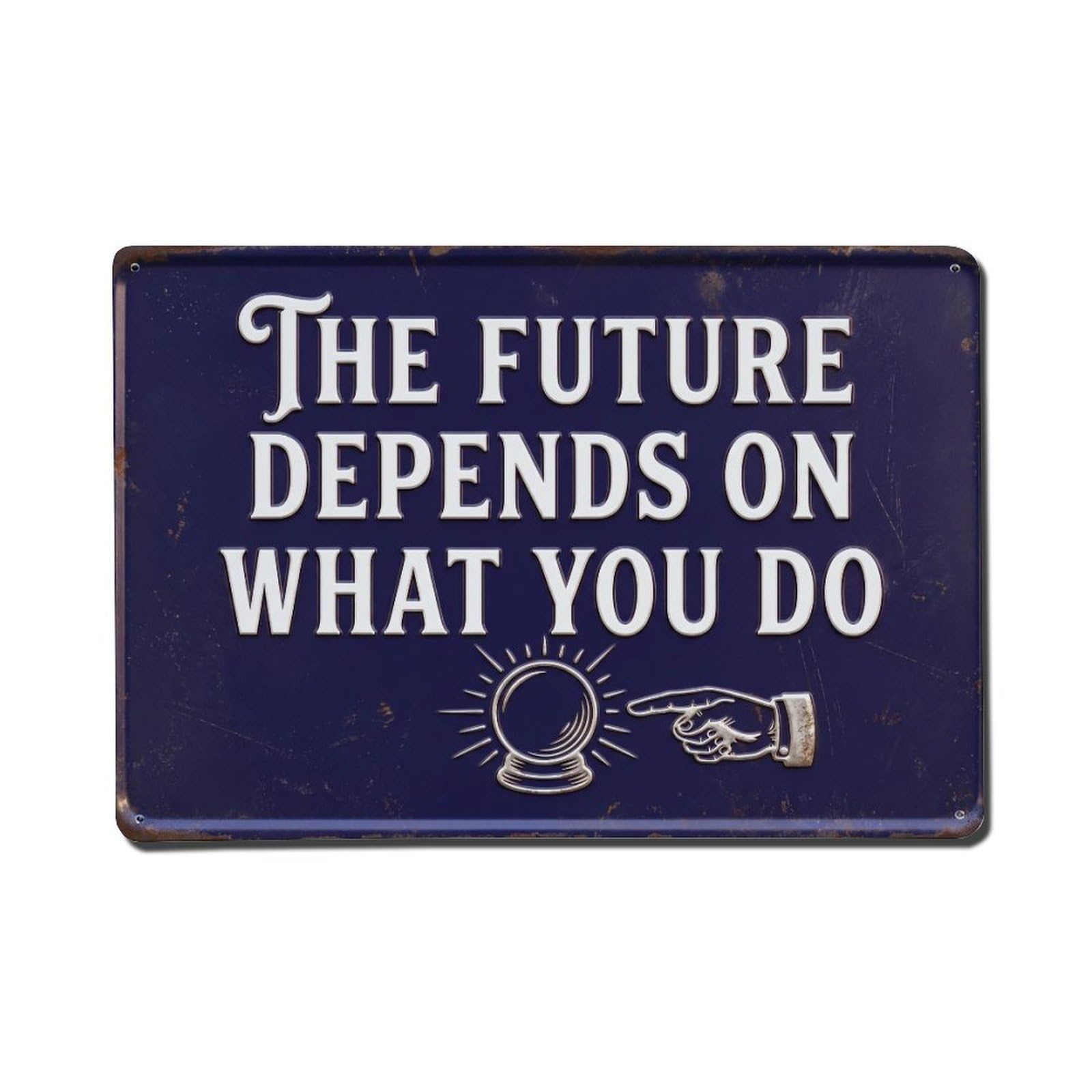 Future Depends What Coffee Retro Motivational Slogans Metal Tin Sign Plaque Wall Decor for Cafe, Club Bar, Office, Home Garden Metal Poster 8x12Inch