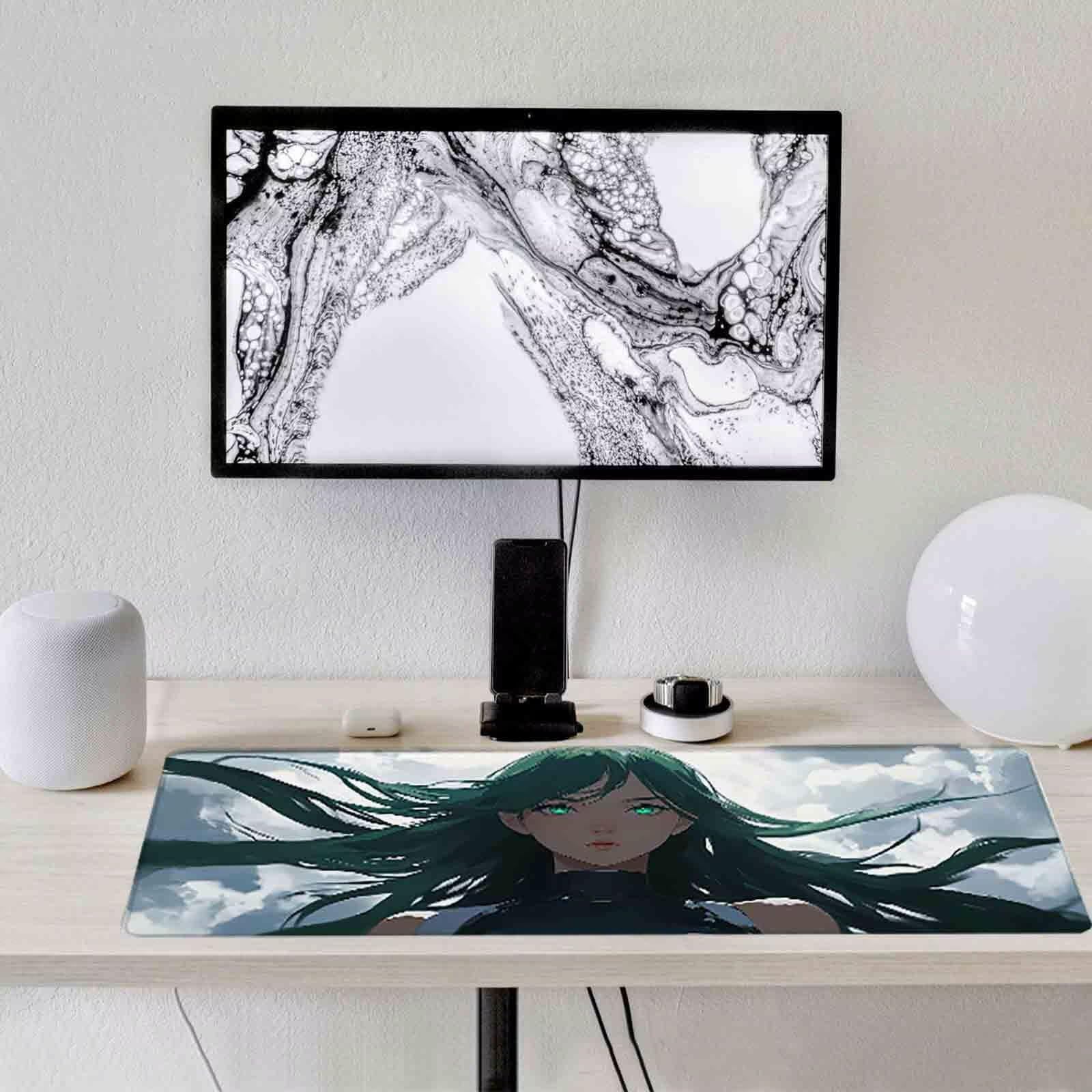 Zielona podkładka pod mysz kreskówka XXL podkładka pod mysz 1200 x 600 mm podkładka pod mysz ze zszytymi krawędziami i gumową podstawą antypoślizgowa podkładka pod mysz XXL do komputera, laptopa