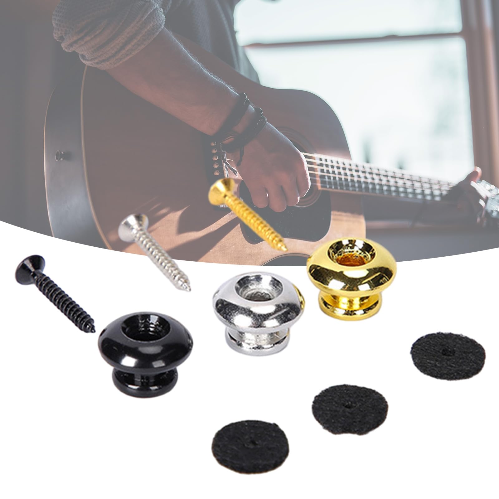 4 Pcs Metal Heavy Duty Guitar Strap Lock End Pin Replacement Guitar Straplock Button Tail Pins Strap Retainer