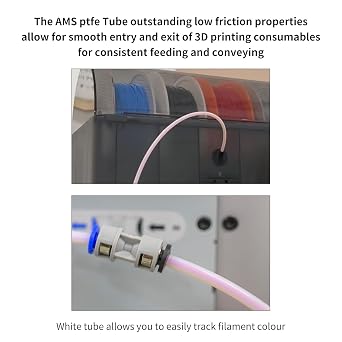 3D Printer Accessories Bamboo Lab X1 P1S Series AMS External PTFE TeflonTube: 1Pcs 370mm and 2Pcs 550mm Replacement Tubing 2.5mm ID×4mm OD for Guiding 1.75mm Filament Transfer