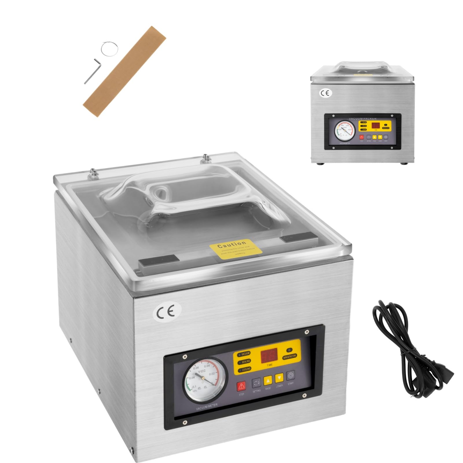 Macchina sottovuoto da tavolo da 120 W | Macchina sottovuoto per alimenti | Professionale Campana Commerciale | Velocità di sfiato: 5,5 L/S | 26 cm saldatrici