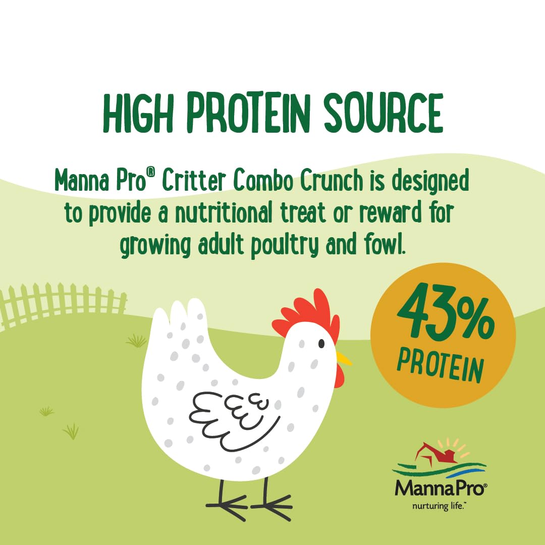 Manna Pro Farmhouse Favorites Critter Combo Crunch - Golosinas para Aves de Corral con proteínas Que promueve el Comportamiento Natural de la alimentación, Mezcla 100% Natural de Larvas Negras de