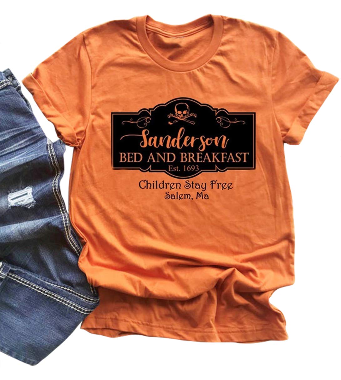 LANMERTREE Sanderson Bed and Breakfast T-Shirt Women Halloween Letter Print Blouse Tops Tee