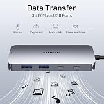 USB C Station d'amarrage Double DisplayPort, 8 en 1 USB Hub avec 2 DP, HDMI, VGA, USB C 2.0, A 2.0, PD Port de recharge, Adaptateur multi moniteur pour ordinateurs portables Dell/HP/ASUS