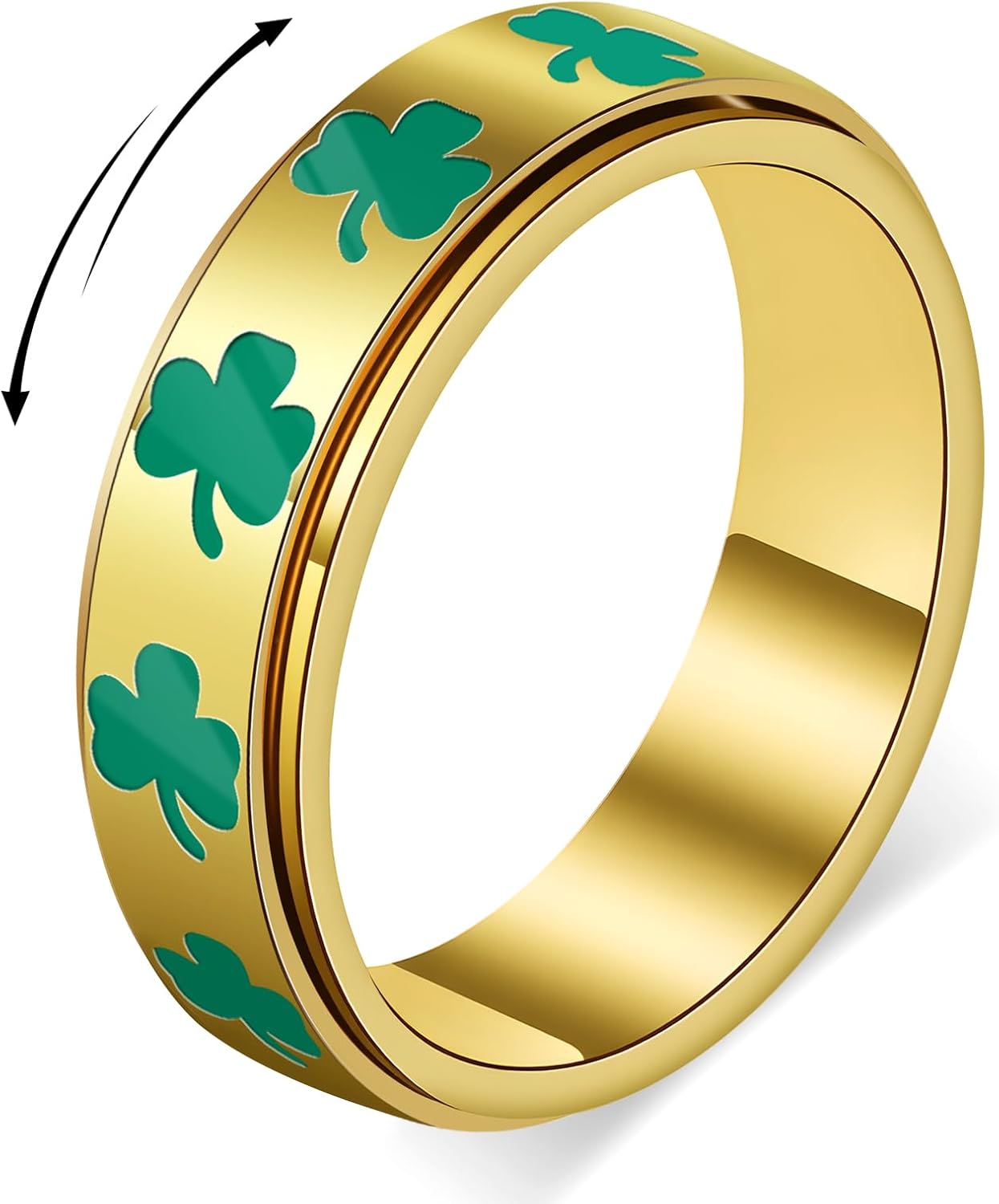 Lucky Clover Fidget Ring - Stainless Steel Spinner Rings for Women