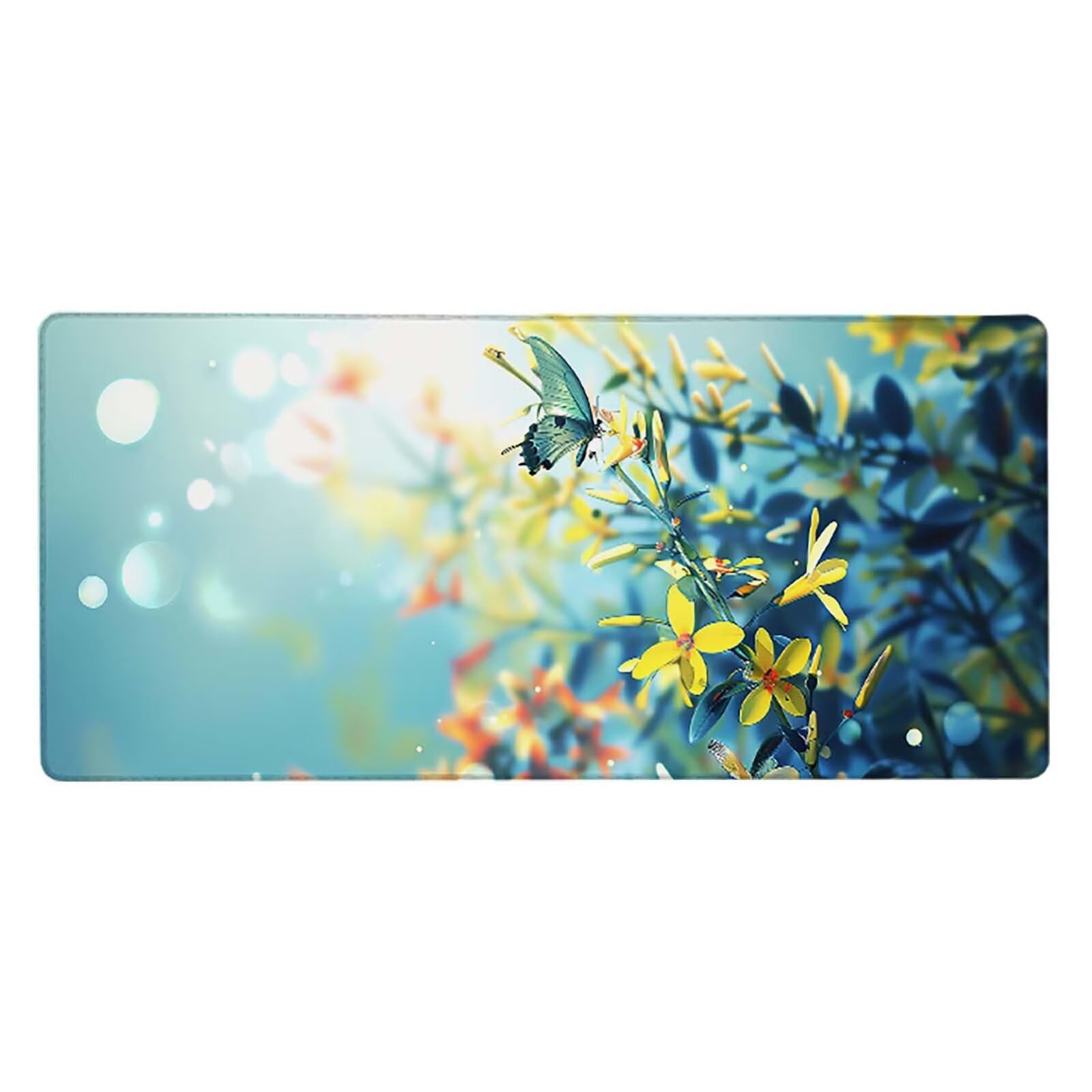 Fiore Tappetino Mouse XXL 120x60 cm, Tappetino Mouse Gaming Lavabile, Giallo con Bordi Cuciti, Fondo in Gomma Antiscivolo Resistente Tappeto Gaming per Lavoro Ufficio, Regalo Uomo PjY8418 6-V