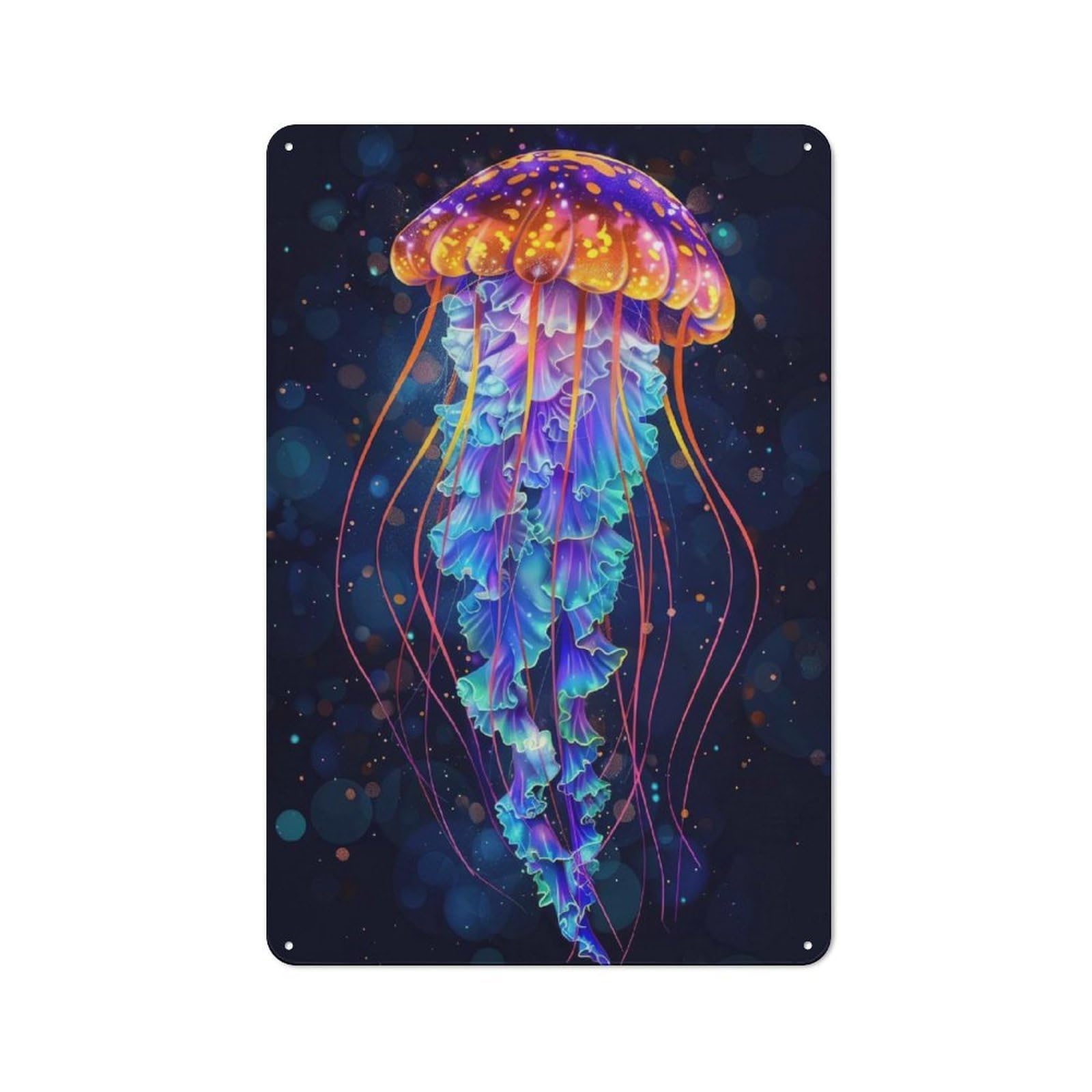 Retro Retro Metal Sign 30x20cm Featuring Neon Jellyfish, Garage Wall Decor for Garage, Hobby Room, Office Or Man Cave