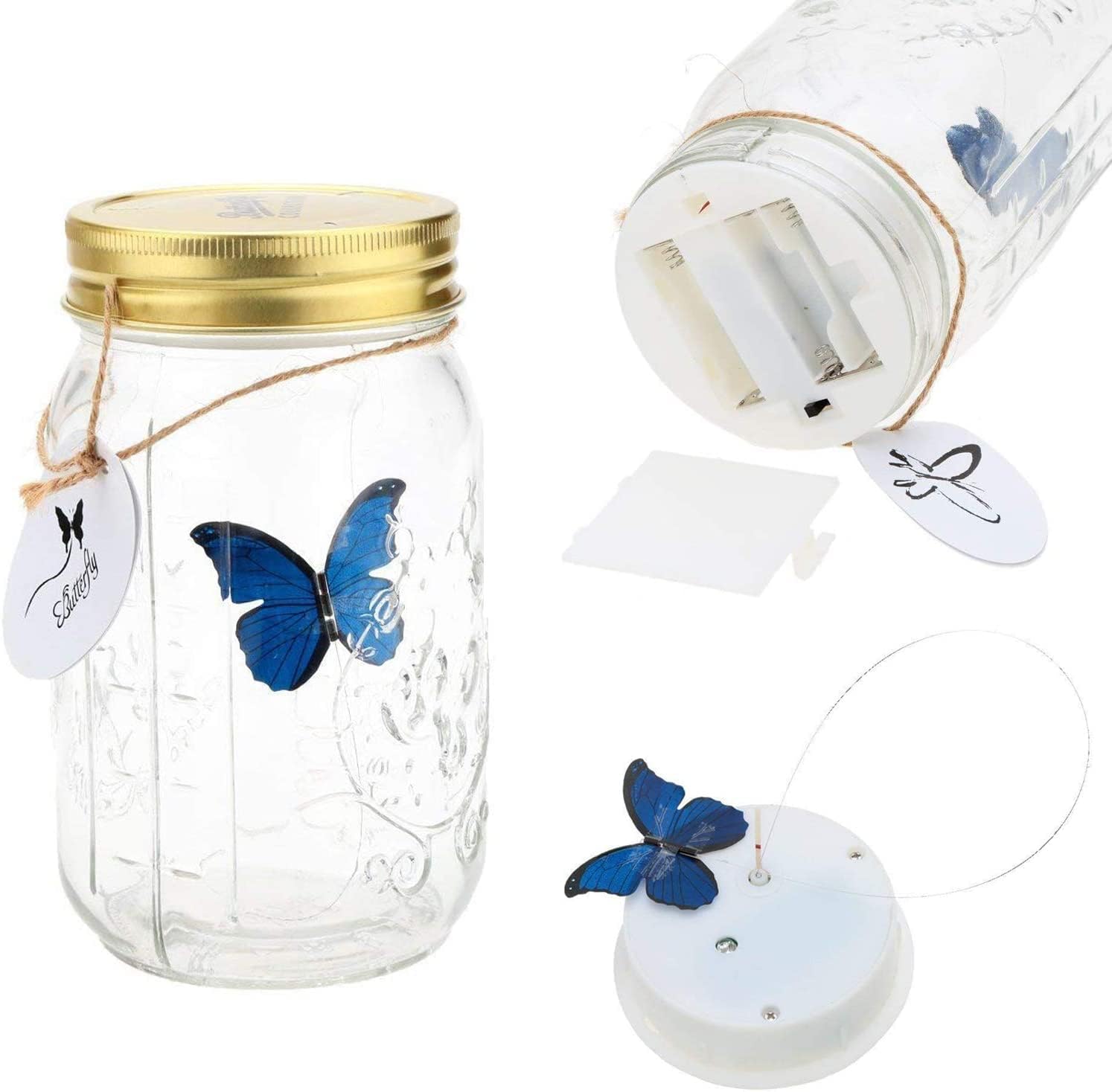 Butterfly Collection Jar, Butterfly in a Jar That Moves, Butterfly Collection Mason Jar, Animated Butterfly in a Jar (orange) - Image 4