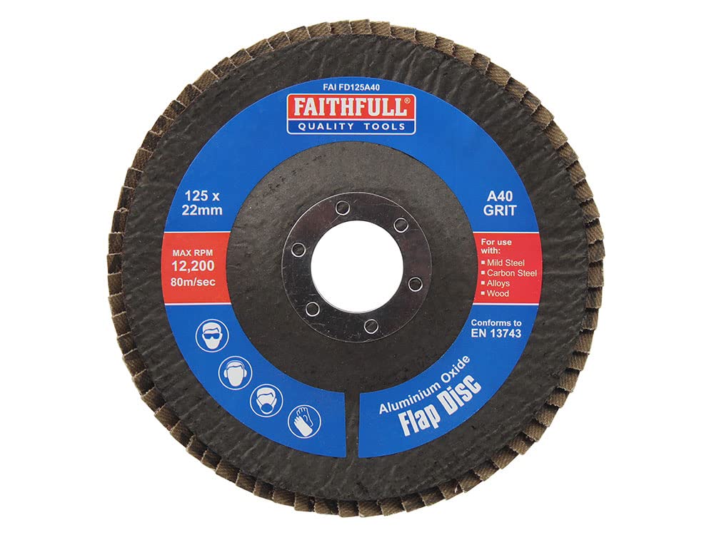 Faithfull Sanding Flap Disk Amuninium Oxide 40 Grit (Coarse) 125mm (5") for Angle Grinders