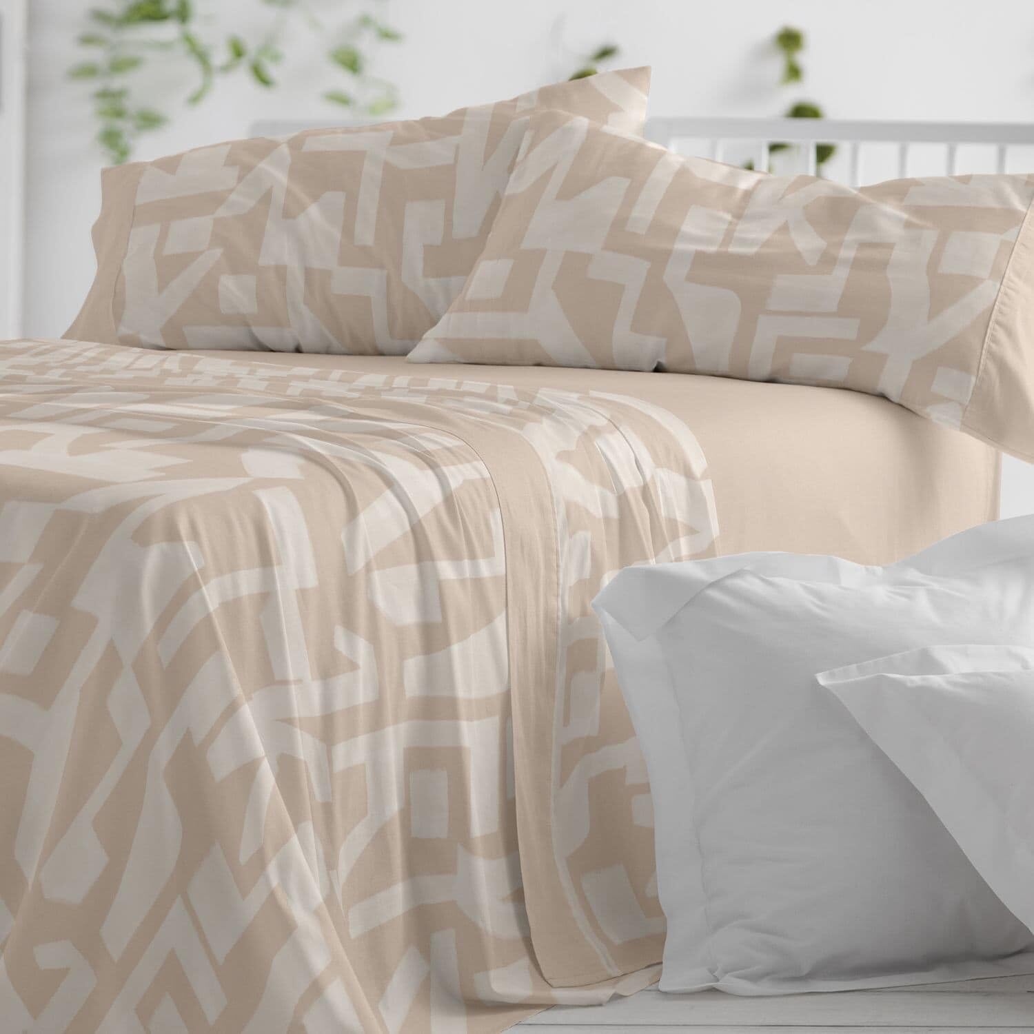 Burrito Blanco | Juego de sábanas | Cama de 180cm. (+Medidas Disponibles) | Diseño 141 | Color Arcilla (180x190/200cm.)