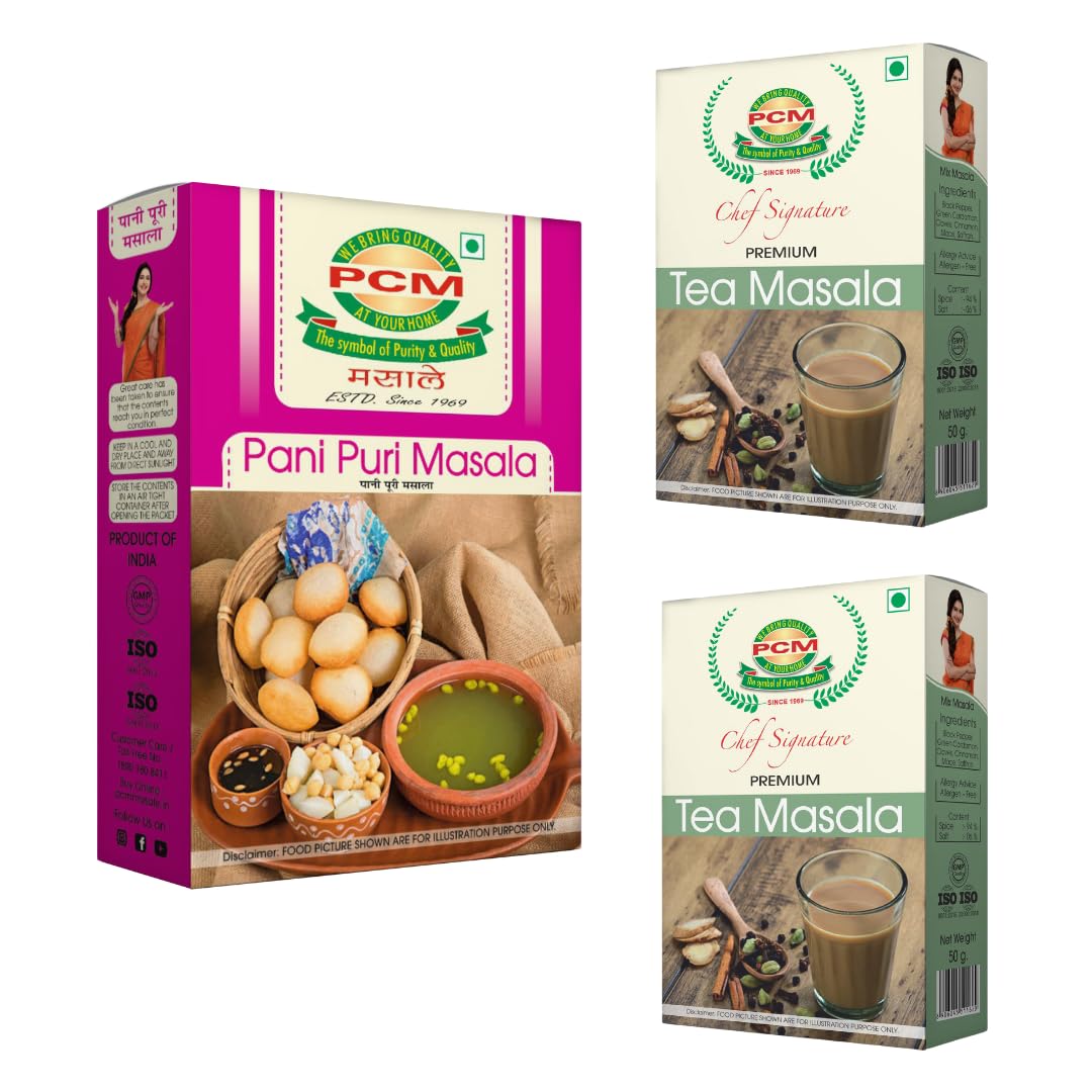 PCM WE BRING QUALITY At Your Home The Symbol of Purity & Quality Pani Puri Masala-100G&Tea Masala -(50G X 2)Combo (B0D6759PQY) Amazon Price History, Amazon Price Tracker