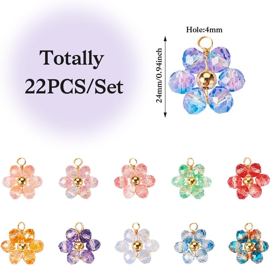 KISSITTY Flower Glass Charms Colorful Flower Glass Pendants for DIY Necklace Bracelet Earring Jewelry Making - Image 3