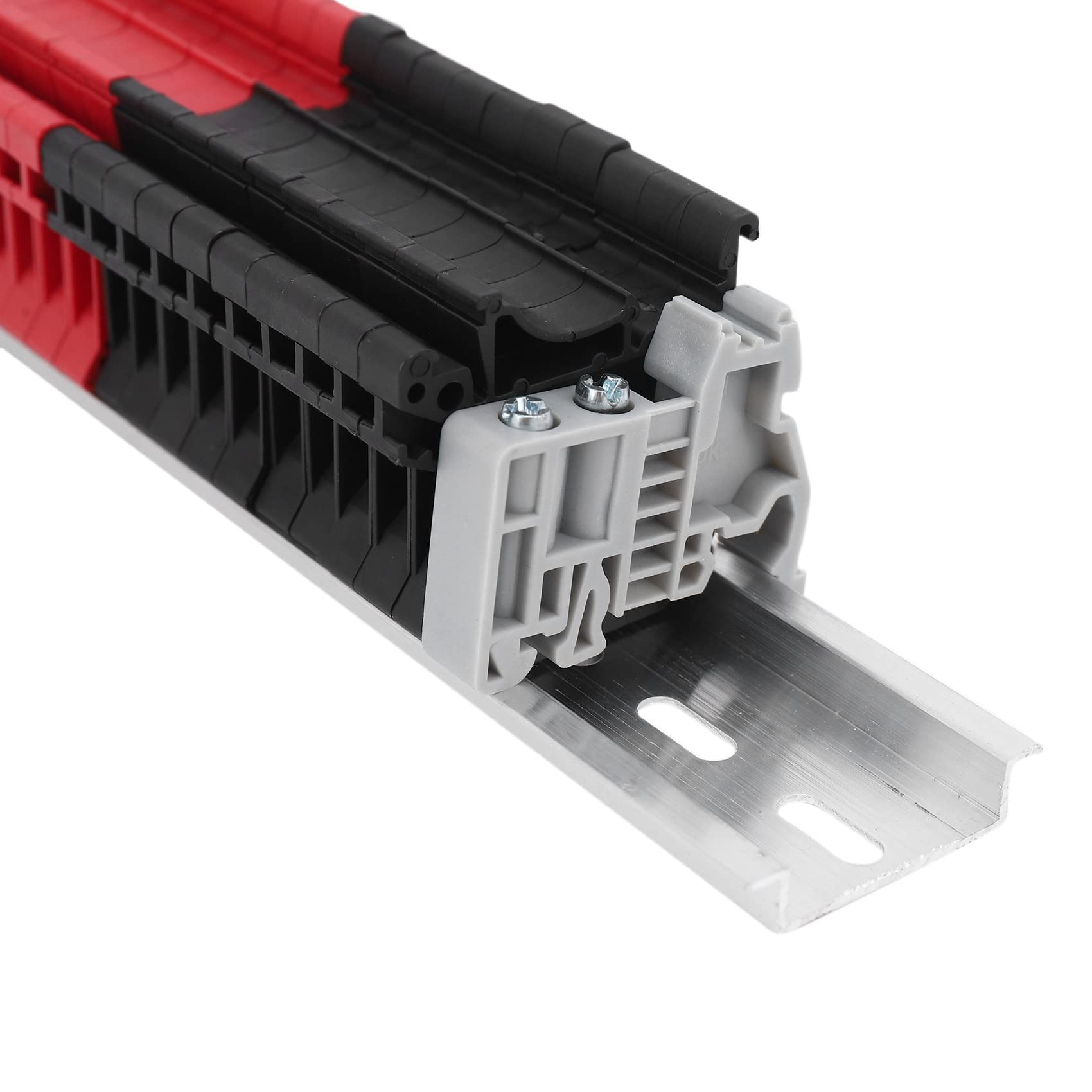 6Set Morsettiera Kit Morsetti DIN Rail + Blocchi di Terra + Rail Nel Alluminio + Staffe Terminali + Cover Terminali + Kit Ponticelli