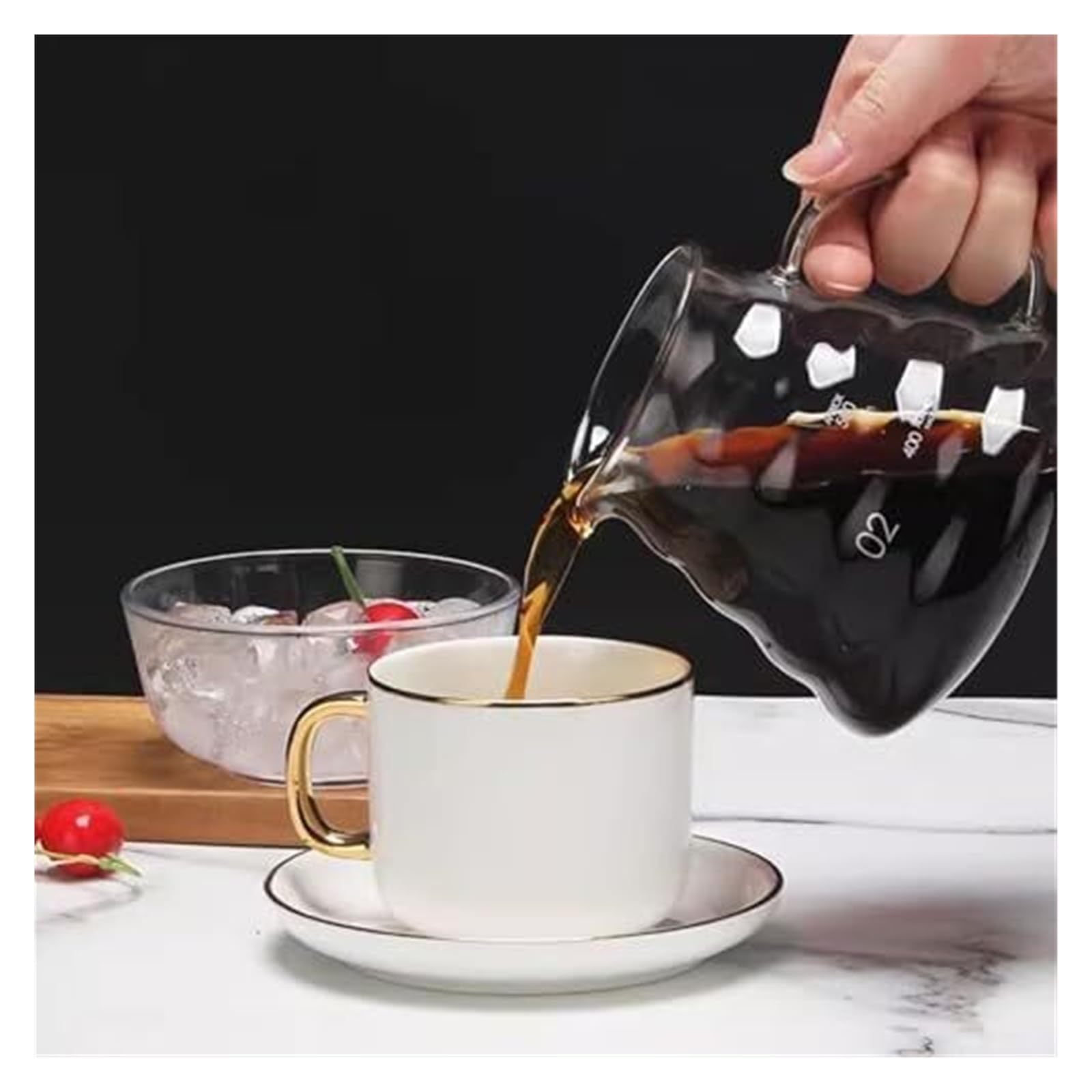 Cafetera Cold Brew, filtro de acero inoxidable, soporte acrílico, flujo ajustable, 3-6 tazas