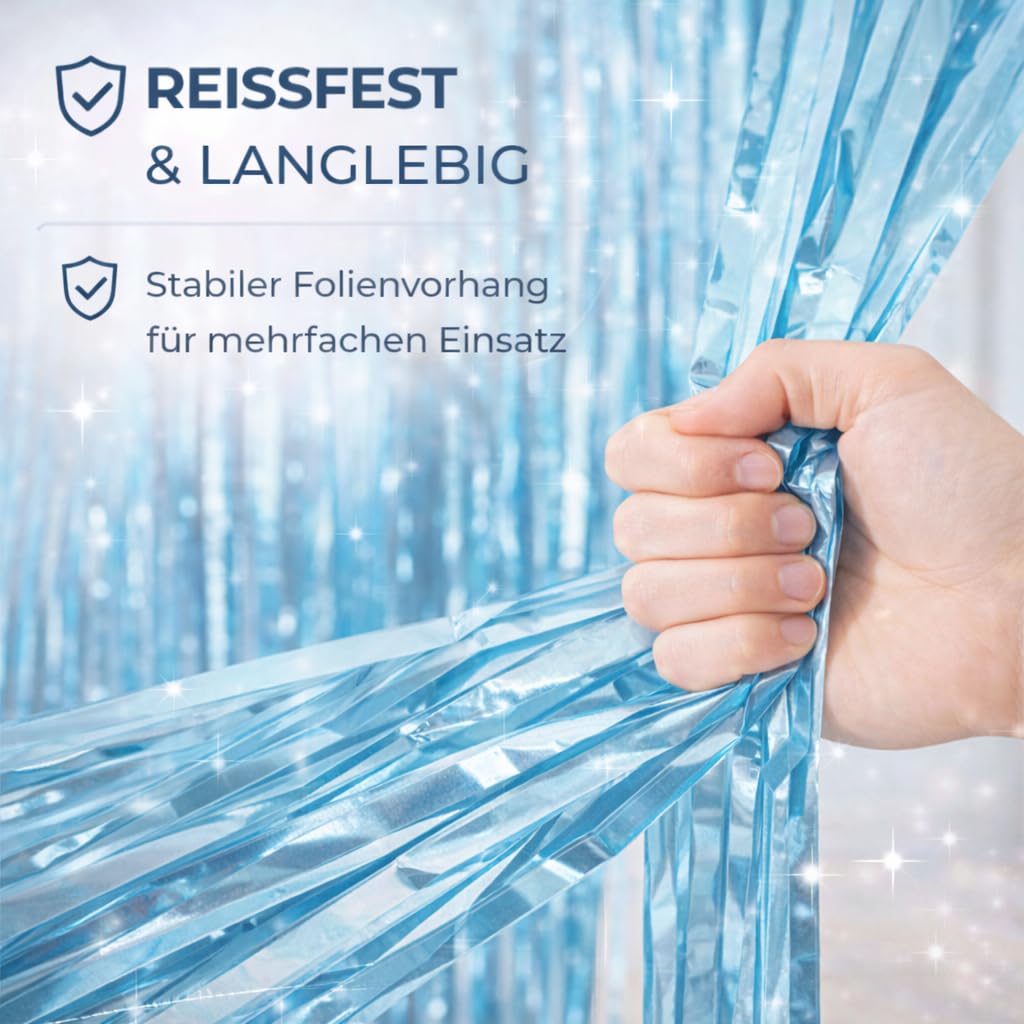 Tinsel - Tenda con brillantini, 200 x 100 cm, per telaio della porta, decorazione di Capodanno, 2026, per feste, matrimoni, decorazioni di compleanno per bambini e adulti (blu)