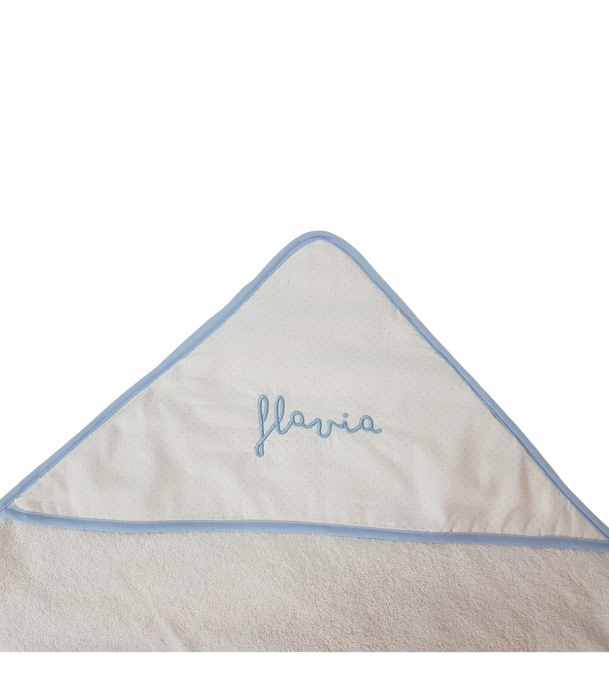 Cape de Bain Personnalissée ¬– Serviette à Capuche en Éponge et Viella Personnalissée – Bleu Clair – Dimensions 100x100 cm – Fait Main – Fait en Espagne – Nenel