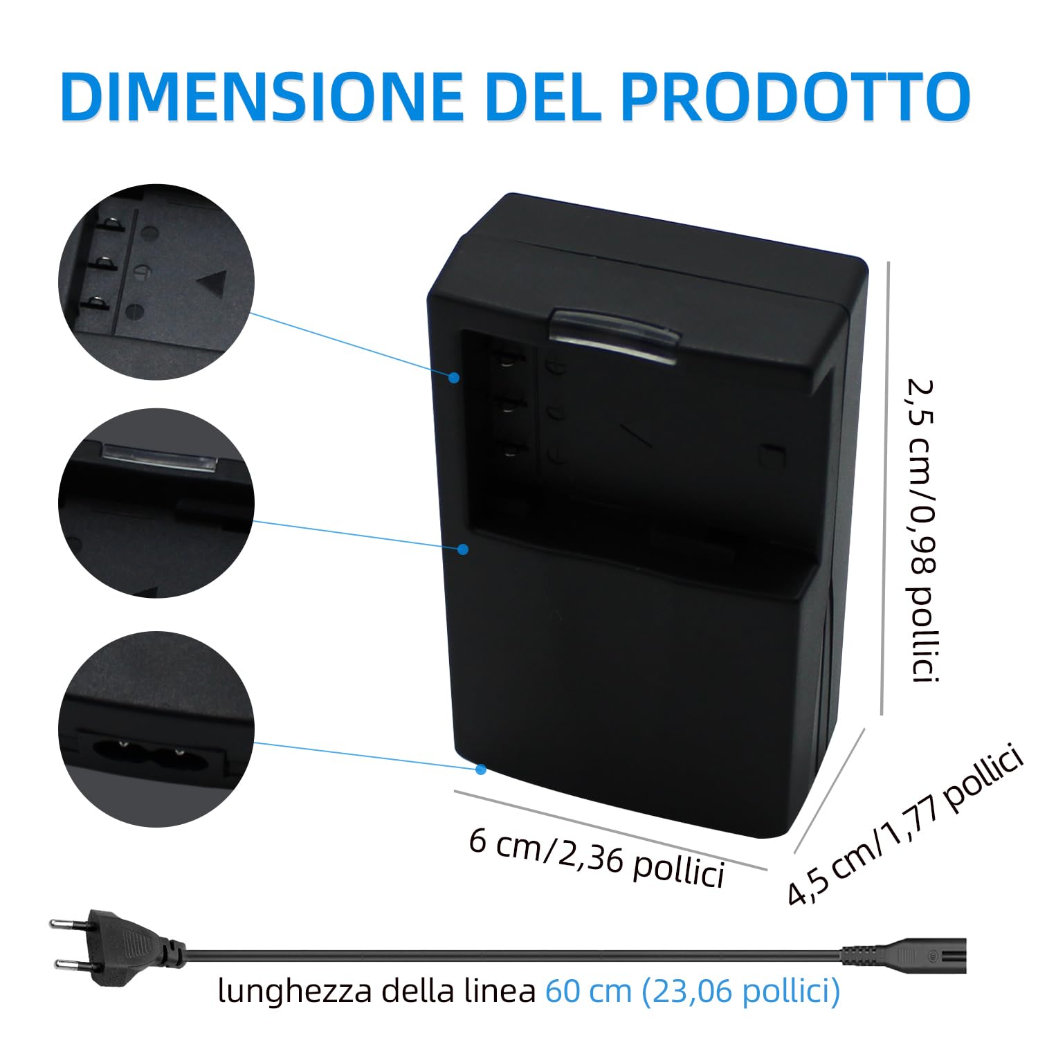 NB-2L - Caricabatterie compatibile con Canon EOS 350D 400D MD265 MV960 PowerShot G7 G9 S70 S80 ZR950 ZR960 HG10 HV40 fotocamera NB-2LH