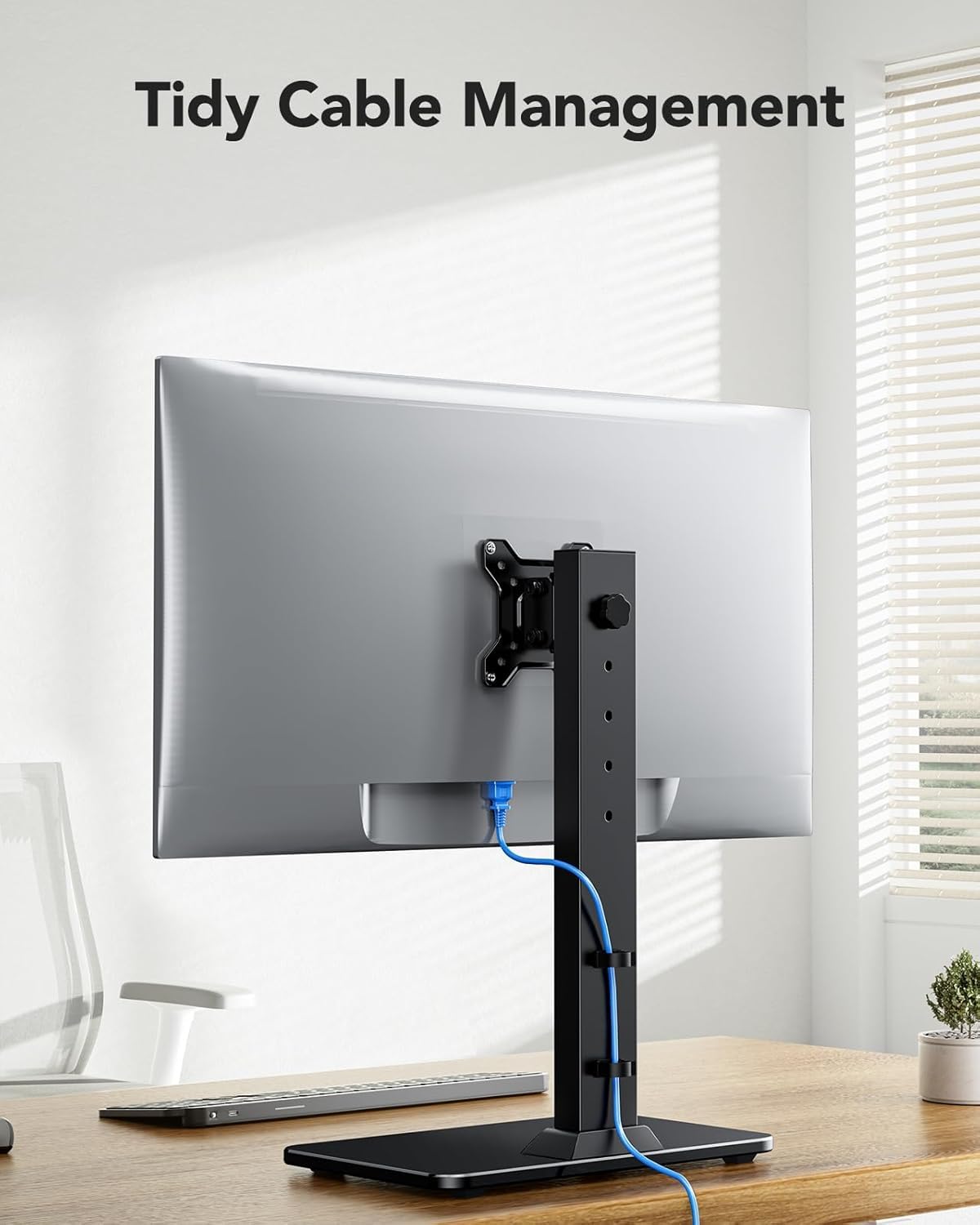 HUANUO Supporto Monitor Scrivania, Supporto VESA Indipendente Schermi 13-34 Pollici, Supporta fino a 20kg, 5 Opzioni di Altezza, Supporto Monitor Girevole con Rotazione a 360°, VESA 75x75mm/100x100mm