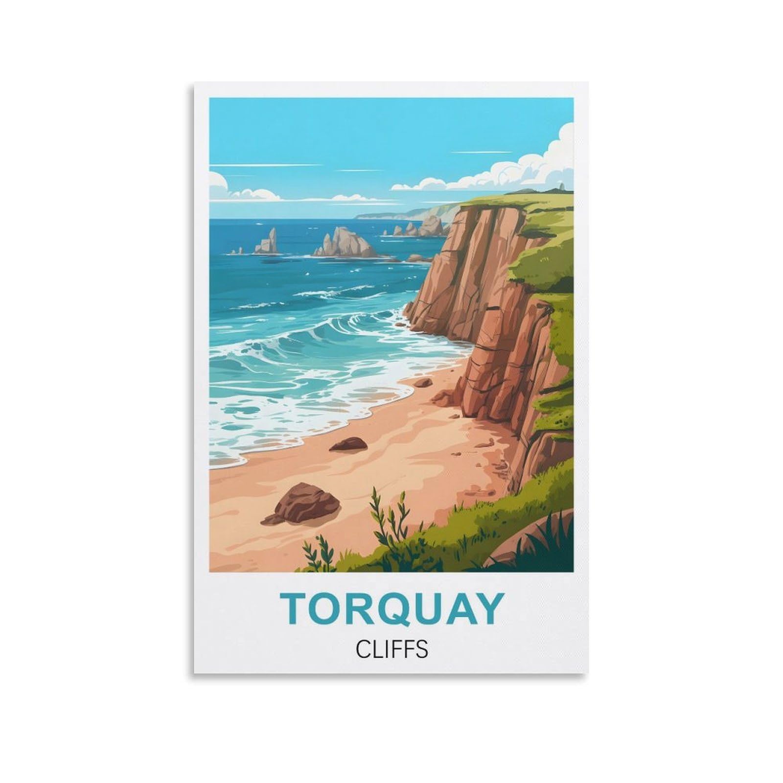 EZMLFA 5D Diamond Art Kits Adults,Torquay Cliffs Devon,Gem Art,Crystal Kits Round Drill for Home Wall Decor Gifts,Women,Men 50x60cm