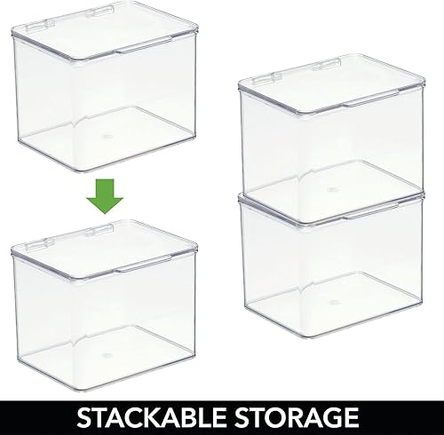 Miniatura 5 de mDesign Plastic Kitchen Pantry and Fridge Storage Organizer Box Containers w/Hinged Lid for Shelves or Cabinets, Holds Food, Snacks, Seasoning,