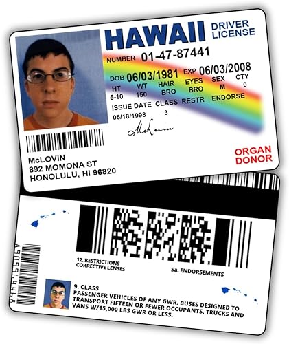 Licencia de conducir de McLovin ID SuperbadArtículos de bromaLicencia de identificación falsaDoble caraGran complemento para disfracesCalidad disponible en Yaxa Venezuela