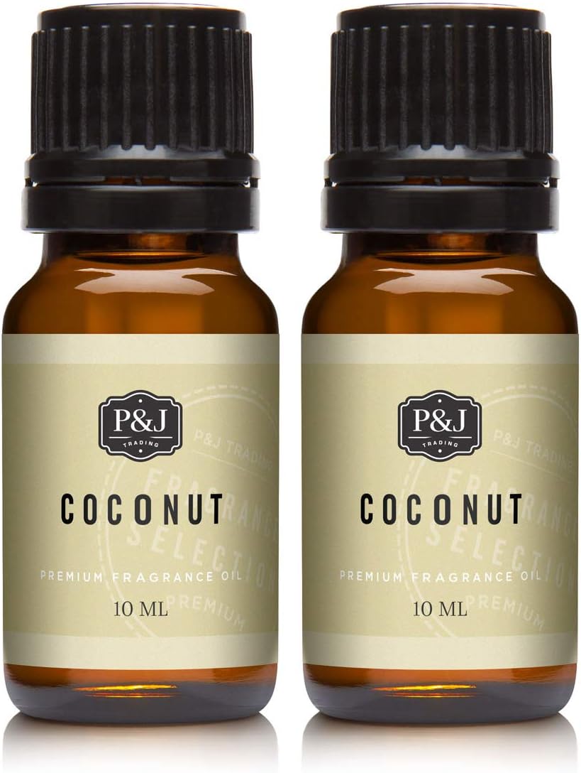P&J Fragrance Oil | Coconut Oil 10ml 2pk - Candle Scents for Candle Making, Freshie Scents, Soap Making Supplies, Diffuser Oil Scents