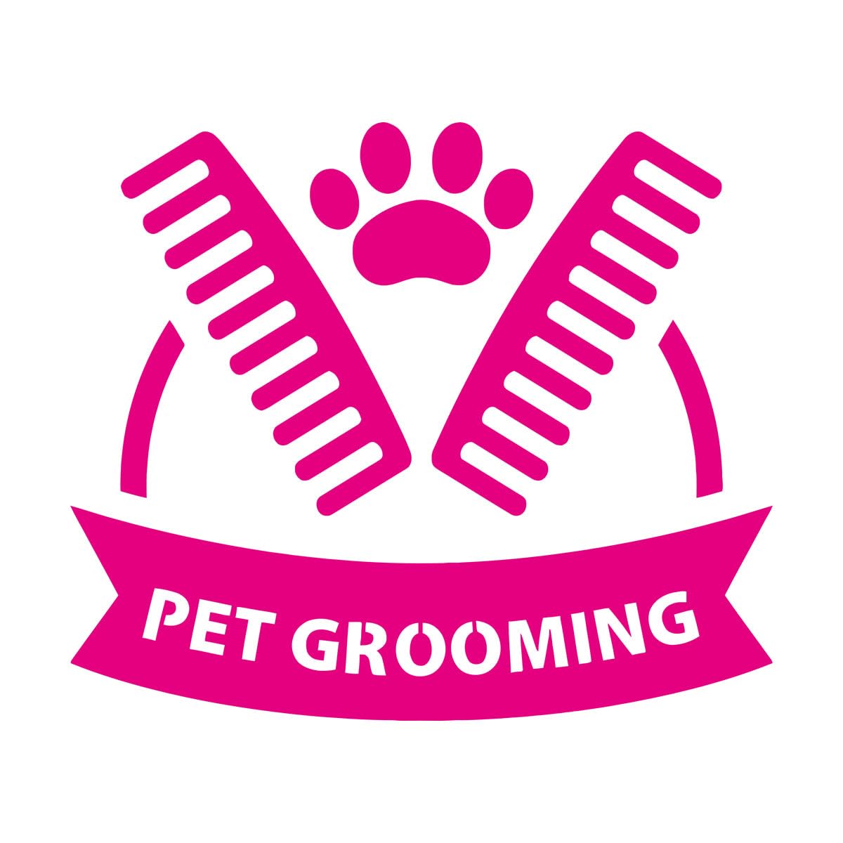 Vinyl Wall Decals Pet Grooming Beauty Salon Comb Signboard 54x62.3cm Personalized Customization Large Rosered — image 1