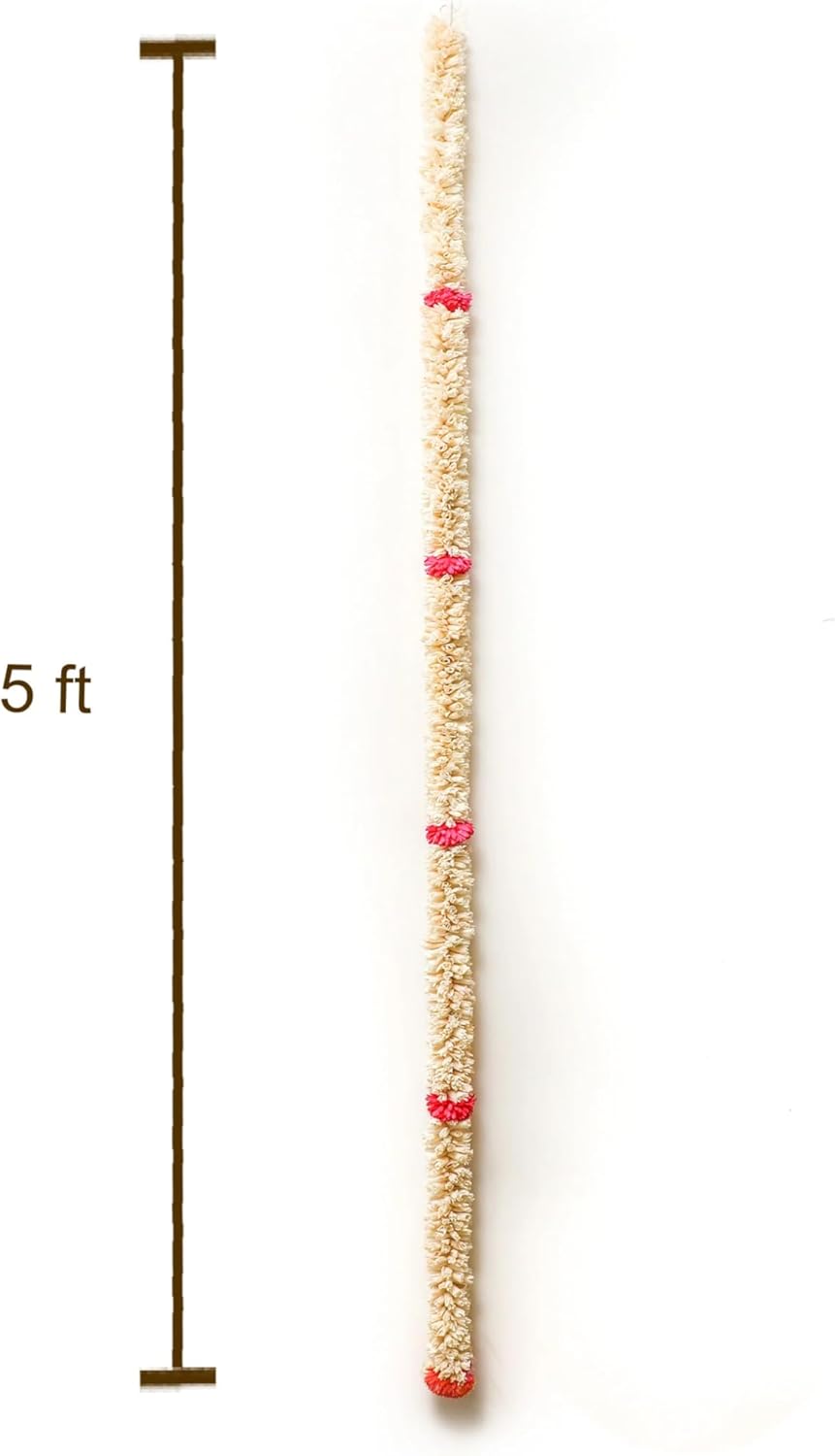 Desi Favors Shola Garland White & Pink | Handmade with Sola Wood Flowers for Weddings Pooja Festivals Home Décor Special Occasions Traditional Indian Gift with Hanging Ring - 5.5 Ft (Pack of 2)