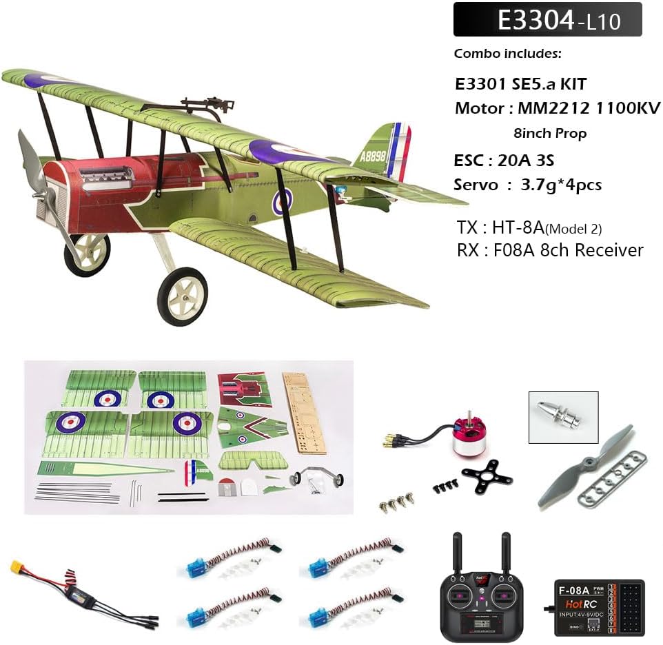 Radio Control RC Foam Plane 800mm PP Foam Biplane S.E.5a Need to Build for Adults (E3304-L10)