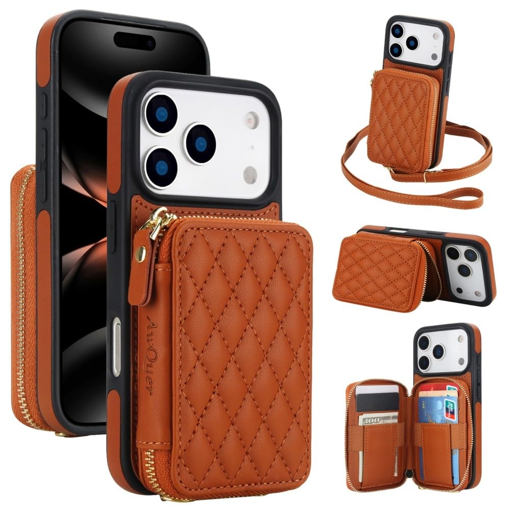 Étui de protection iPhone 16 Pro marron avec sangle arrière - 7