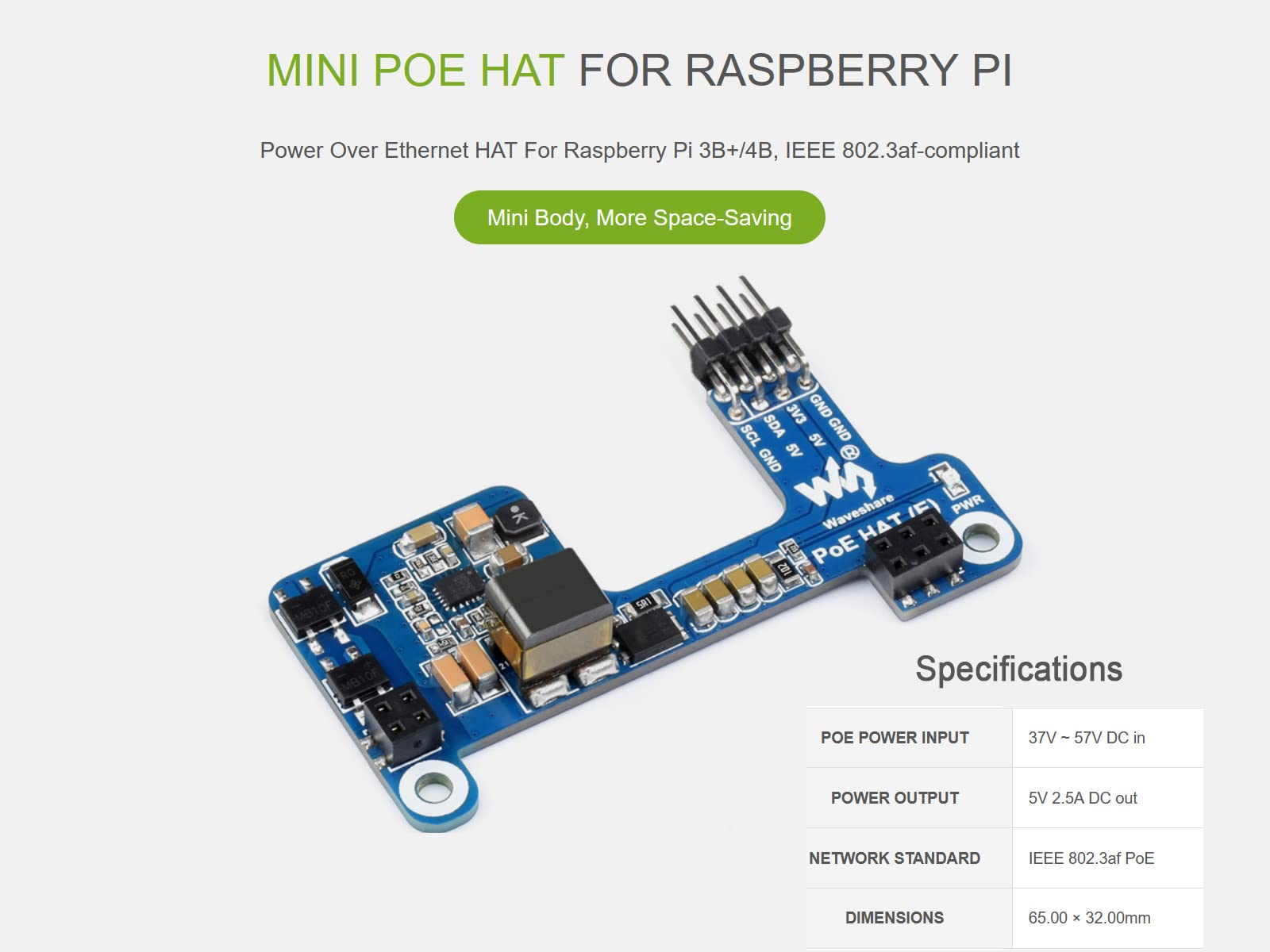 Amazon.com: Waveshare Power Over Ethernet POE HAT for Raspberry Pi