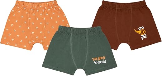 BODYCARE Organic Boys Trunks Pack of 3 | GOTS Certified Organic Cotton | Ultra Soft Breathable Innerwear | Skin Friendly, ...