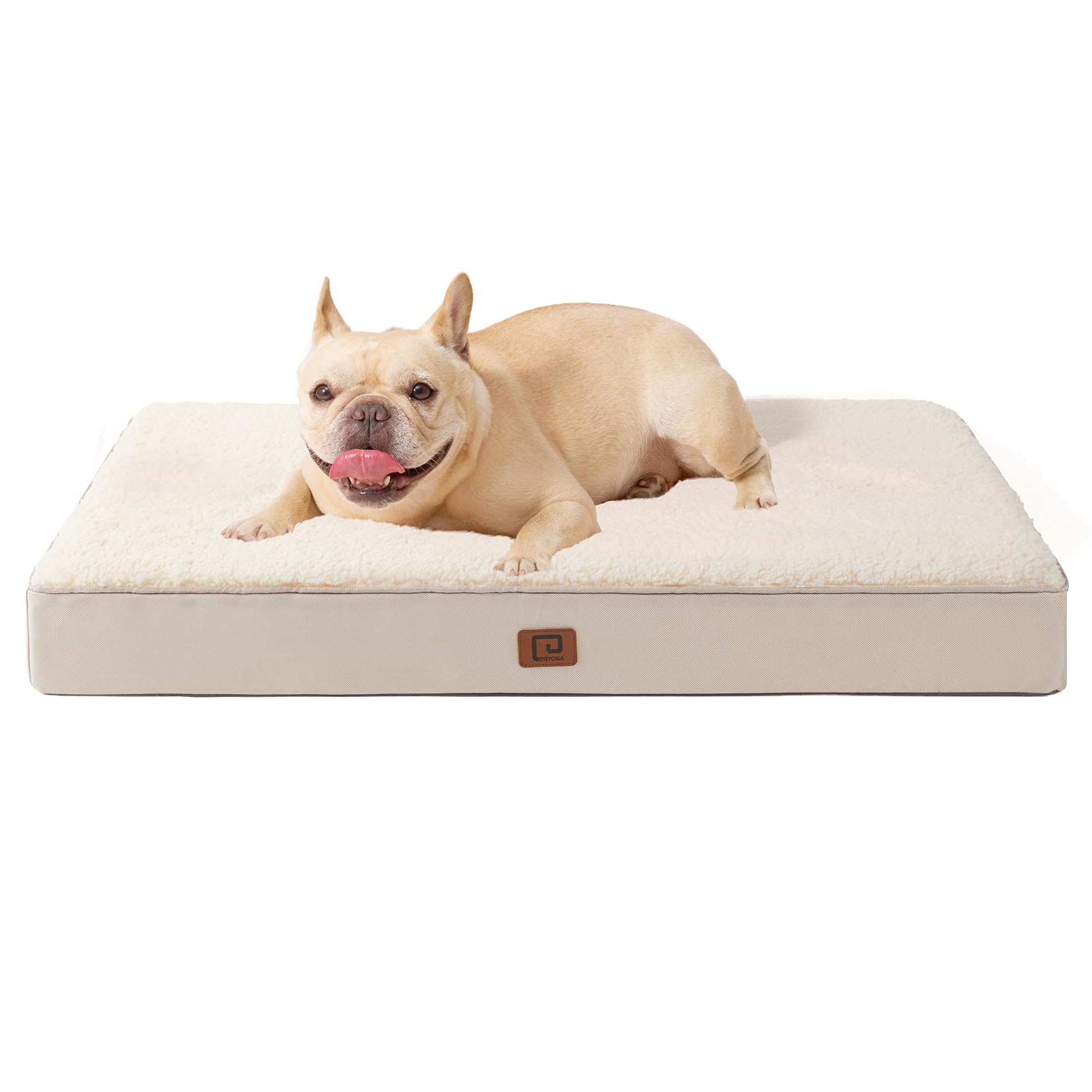 EHEYCIGA Orthopedic Medium Dog Beds for Small Dogs with Removable Washable Cover for Crate, Camel, 30x20