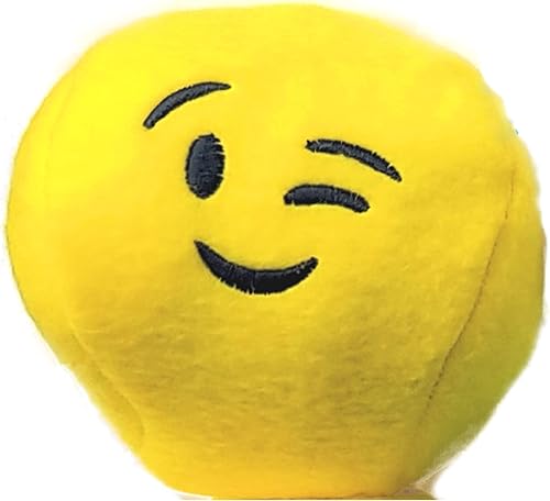 Juguete de peluche chirriante para perro, suave forro polar, chirridos y sonidos arrugados y rebotes, bola de emoji de 3 pulgadas, hecha a mano en