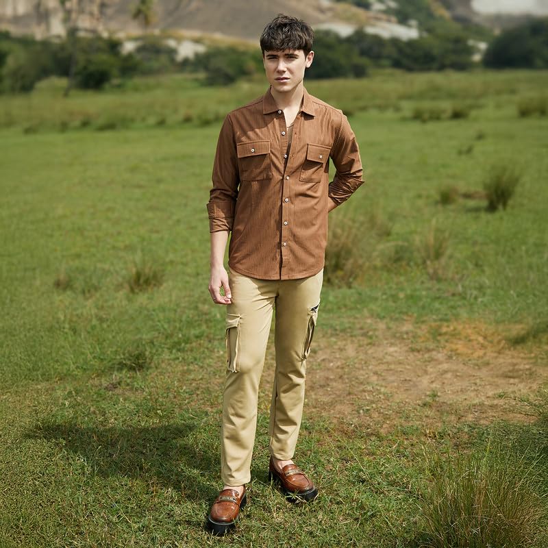 Image of CAHOOT Men's Shirt for Casual Wear | Spread Collar | Long Cuffed Sleeves | Button Closure | Shirt Crafted with Comfort Fit for Everyday Wear