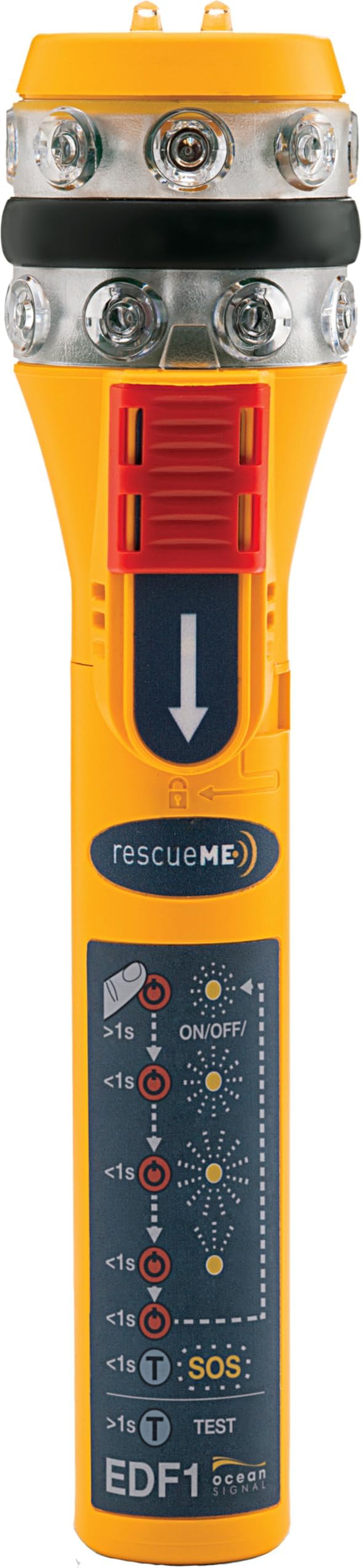 Ocean Signal RescueME EDF1 Emergency Distress Flare, 7-Year Battery Life, 6+ Hours of Operation, Waterproof, Compact, Marine Safety, Boating Emergency Signal, 5-Year Warranty, Reliable Alert