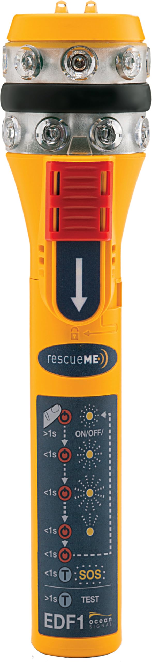 Ocean Signal RescueME EDF1 Emergency Distress Flare, 7-Year Battery Life, 6+ Hours of Operation, Waterproof, Compact, Marine Safety, Boating Emergency Signal, 5-Year Warranty, Reliable Alert