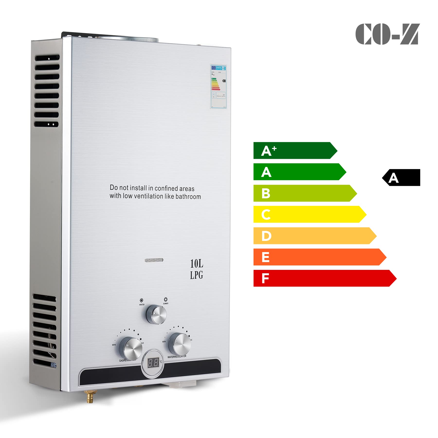 CO-Z LPG gazowy podgrzewacz przepływowy 10L podgrzewacz wody przepływowy podgrzewacz wody magazynowy podgrzewacz gorącej wody bojler bezzbiornikowy natychmiastowy bojler (10L)