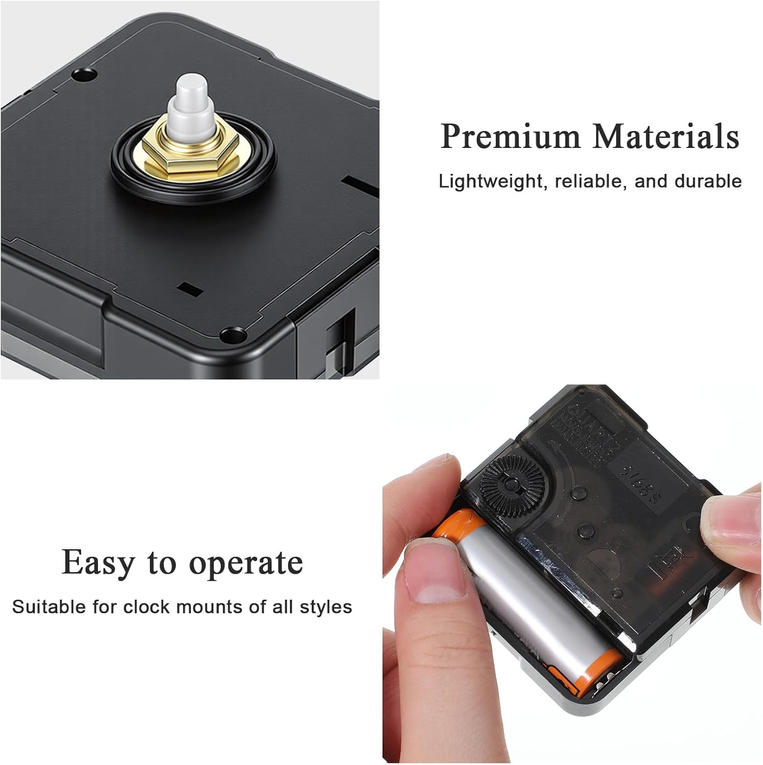 Clock Mechanism Replacement, Quartz Clock Movement Replacement Battery Powered DIY Repair Parts Replacements, Silent Battery Operated Wall Clocks Motor Silent Wall Clocks Parts, 5.6X5.6X1.6cm