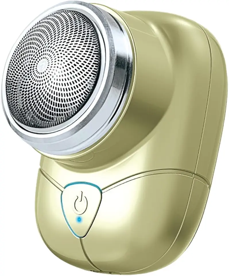 Barbeador elétrico, rotativo portátil com seis aço inoxidável, recarregável, cabeça lavável, motor sem escova para cuidados de viagem (dourado)