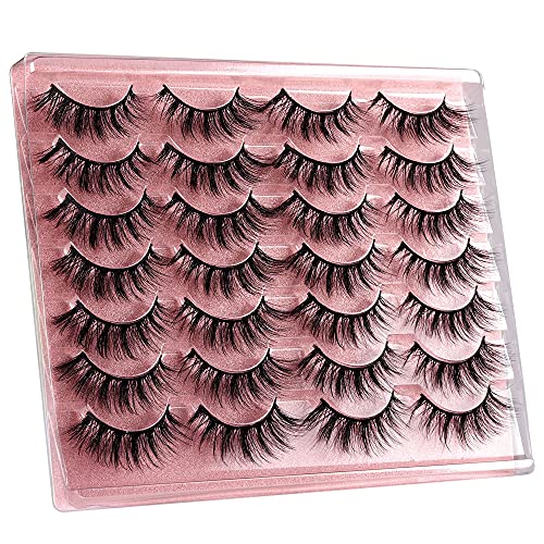 False Eyelashes Lashes Pack Wispy Fluffy Natural Mink Eye Lashes Faux Handmade Light Volume 14 Pairs Lashes Pack By Zanlufly #TOP4