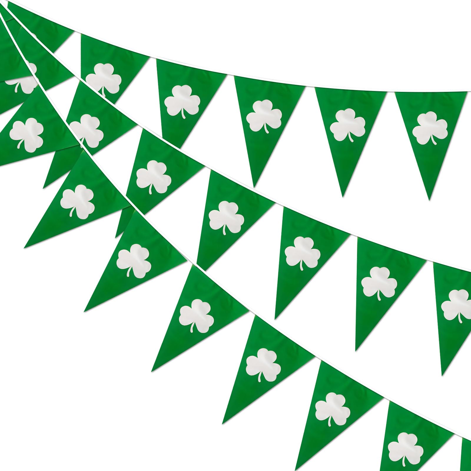 St Patrick's Day Pennant Banner, 20 Flags 32.8FT Shamrock Triangular Banners, St Patrick's Day Bunting Decorations, Irish Festival Banner Accessories, Irish Bunting Flag Banners for Party Decorations