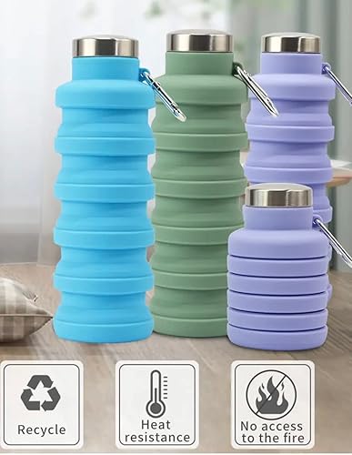 Miniatura 4 de Botellas de agua plegables de silicona para actividades de gimnasio al aire libre, viajes de senderismo, botella deportiva de material duradero y a