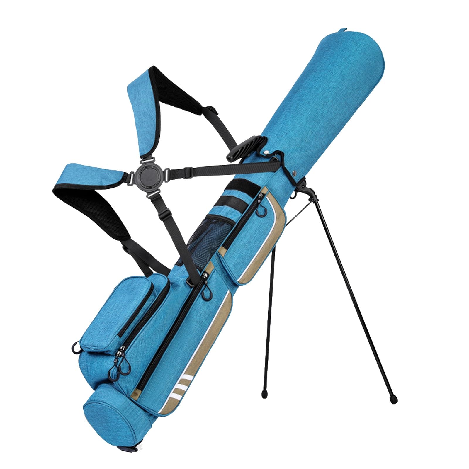 Bolsa De Transporte con Soporte De Golf, Tela Ligera, Correas De Hombro Acolchadas Dobles, Bolsa De Domingo De Golf con Soporte, Bolsillos con Cremallera