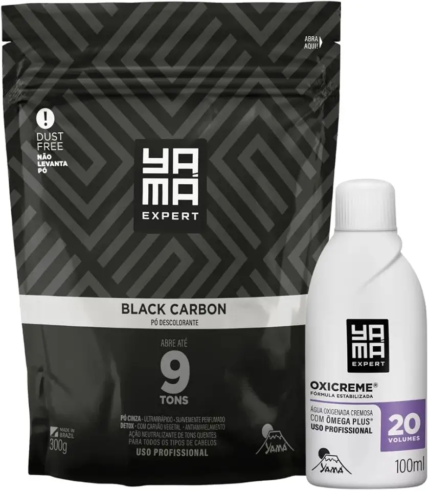 Kit Pó Descolorante Black Carbon + Oxigenada 20 Volumes 100ml Profissional 9 Tons Yama 300g